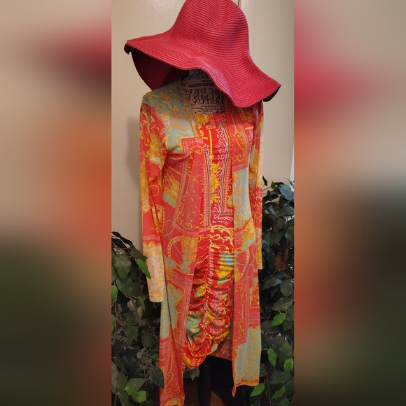 Dresses & Skirts - Vibrant Multicolor Halter Dress,Cover Up with Pink Hat BUNDLE